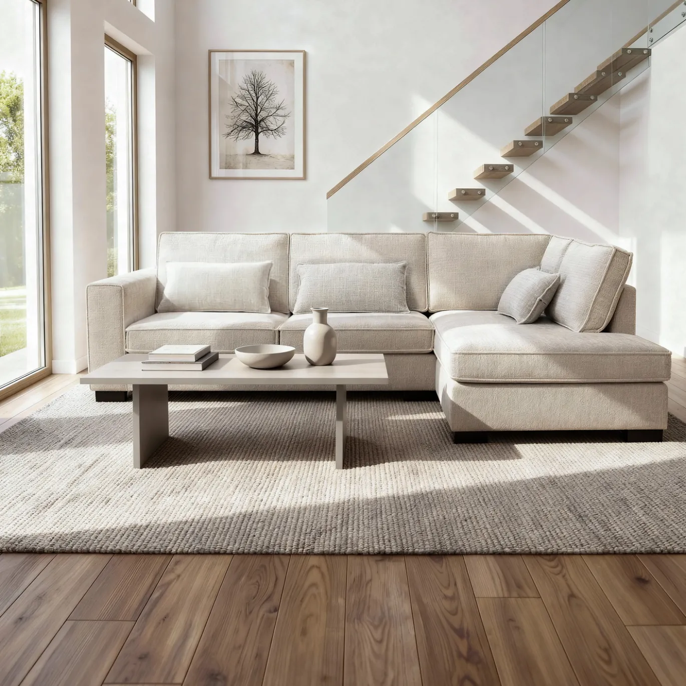 Hoekbank Addison 3-Zits Cremona Beige Rechts - Giga Meubel