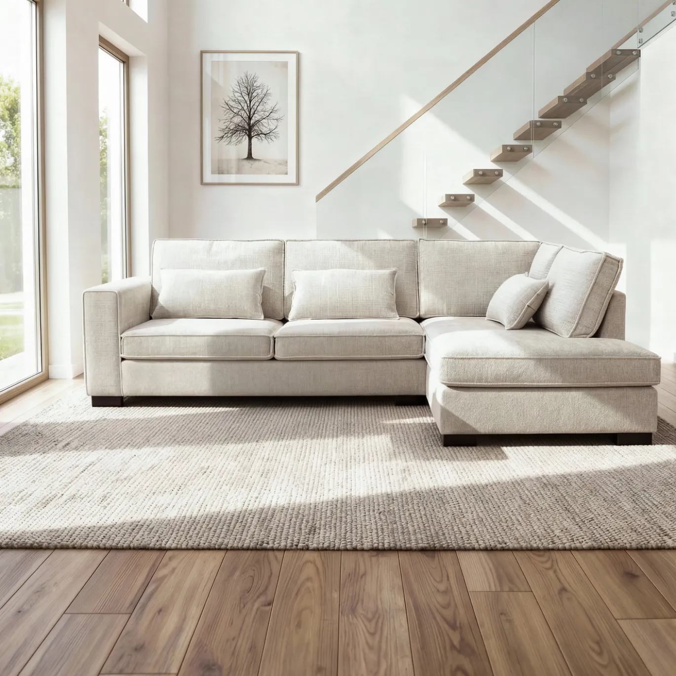 Hoekbank Addison 3-Zits Cremona Beige Rechts - Giga Meubel