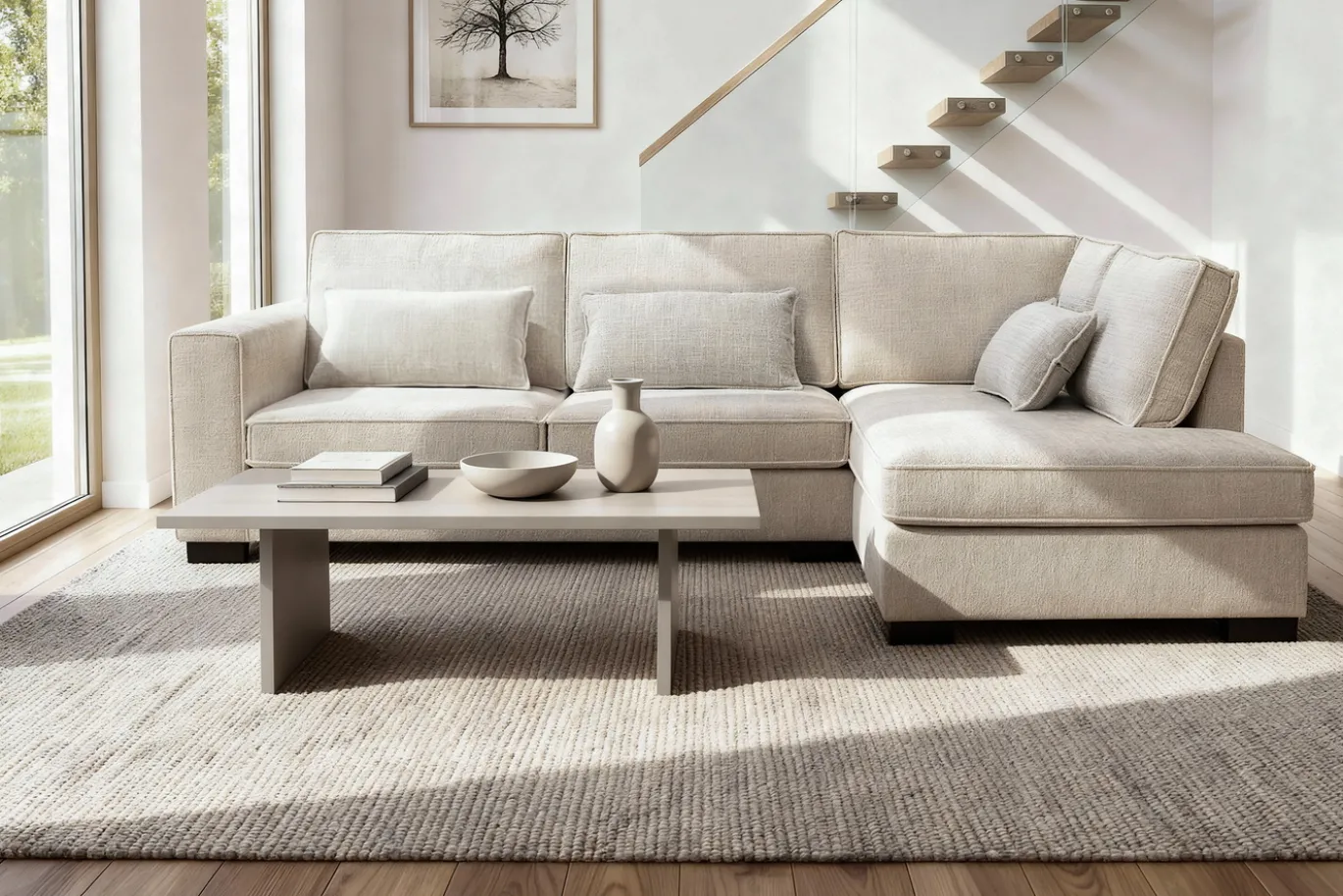 Hoekbank Addison 3-Zits Cremona Beige Rechts - Giga Meubel