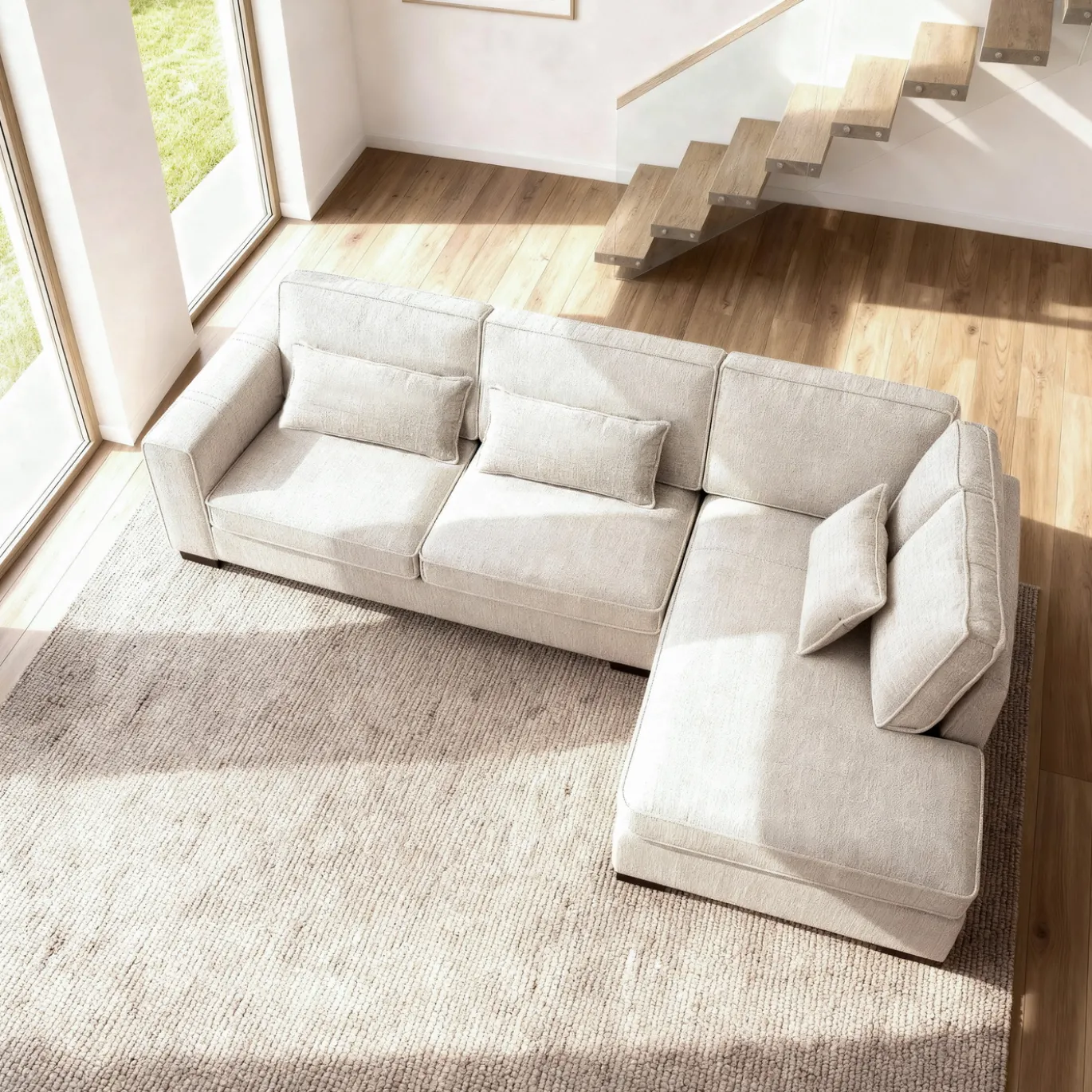 Hoekbank Addison 3-Zits Cremona Beige Rechts - Giga Meubel