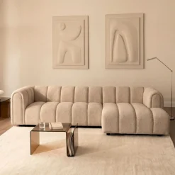Hoekbank Fay Chenille Beige Rechts - Giga Meubel