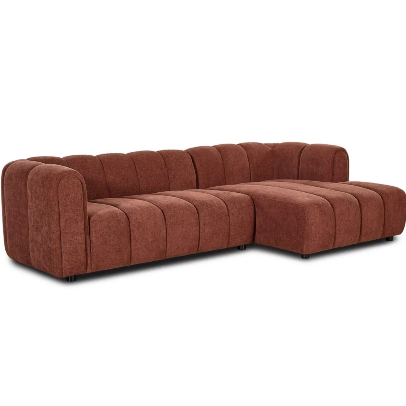Hoekbank Fay Chenille Burgundy Rechts - Giga Meubel