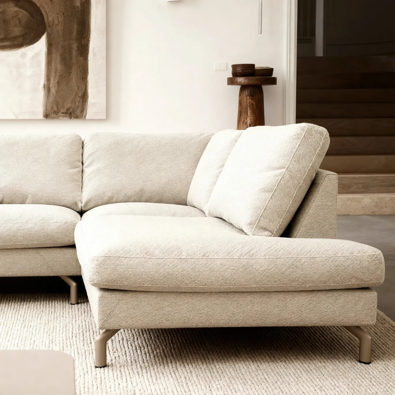 Hoekbank Gwen 3-Zits Vinci Beige Rechts - Giga Meubel