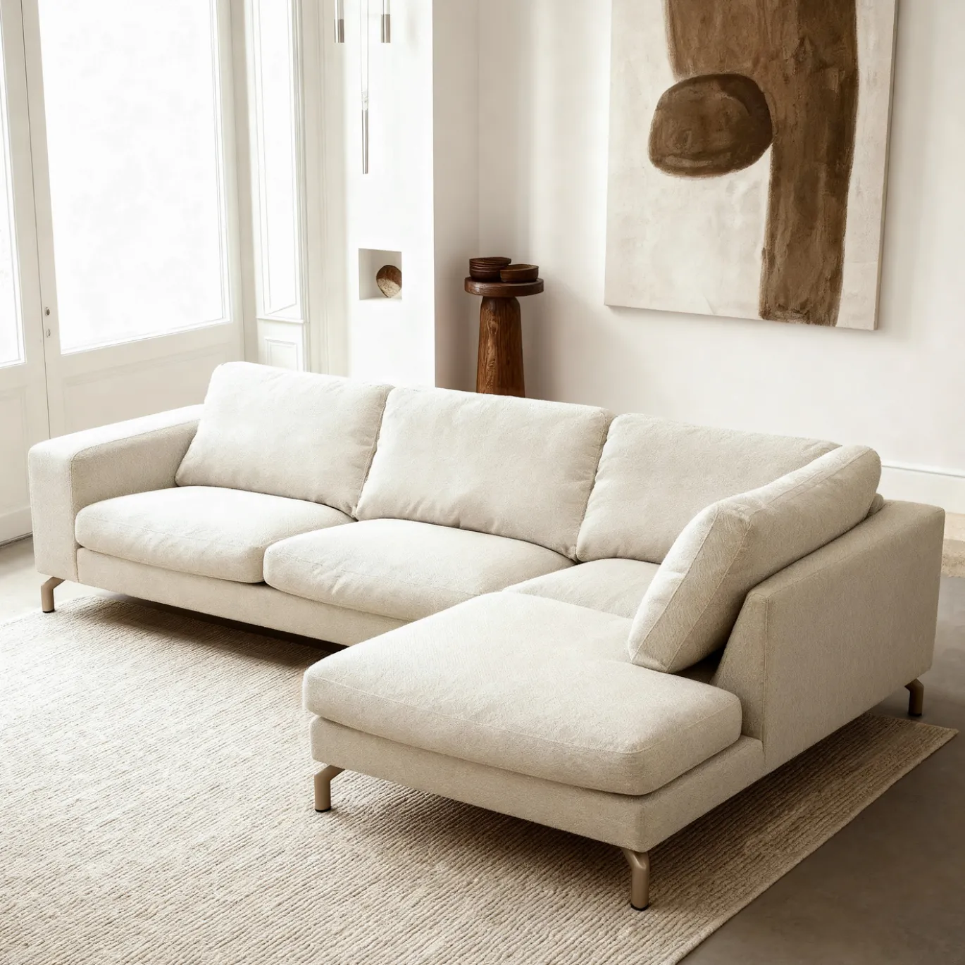 Hoekbank Gwen 3-Zits Vinci Beige Rechts - Giga Meubel