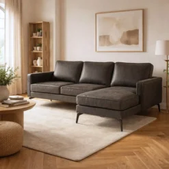 Hoekbank Jackson Microleder Antraciet - Giga Meubel