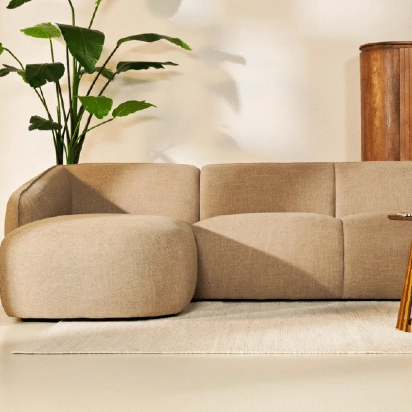 Hoekbank Laila Stof Taupe Links - Giga Meubel