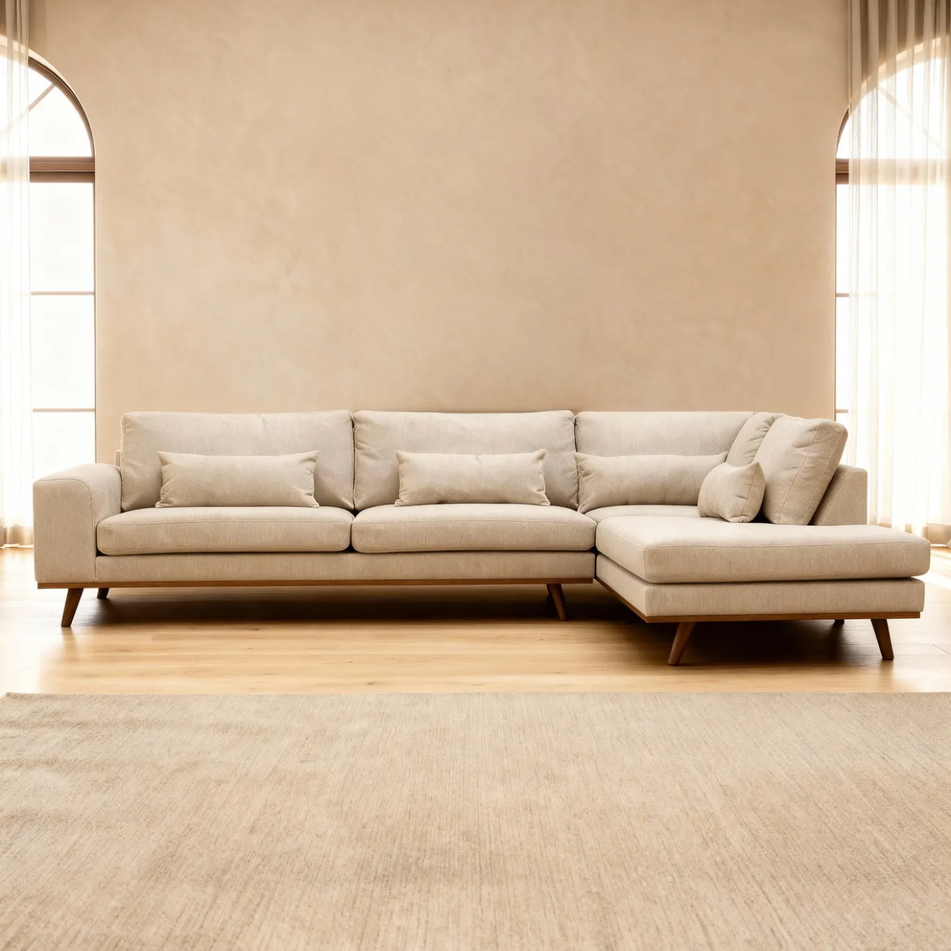 Hoekbank Paloma 3-Zits Borg Beige Rechts - Giga Meubel
