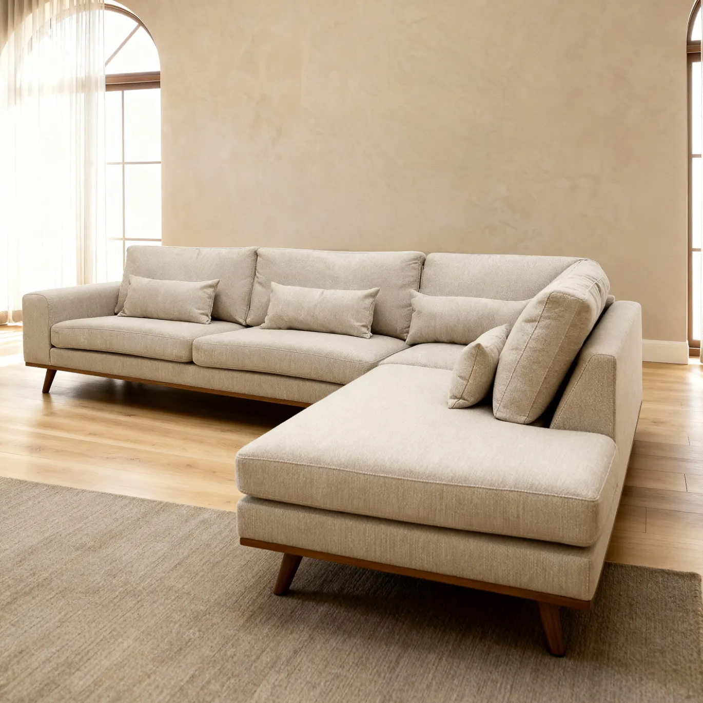 Hoekbank Paloma 3-Zits Borg Beige Rechts - Giga Meubel
