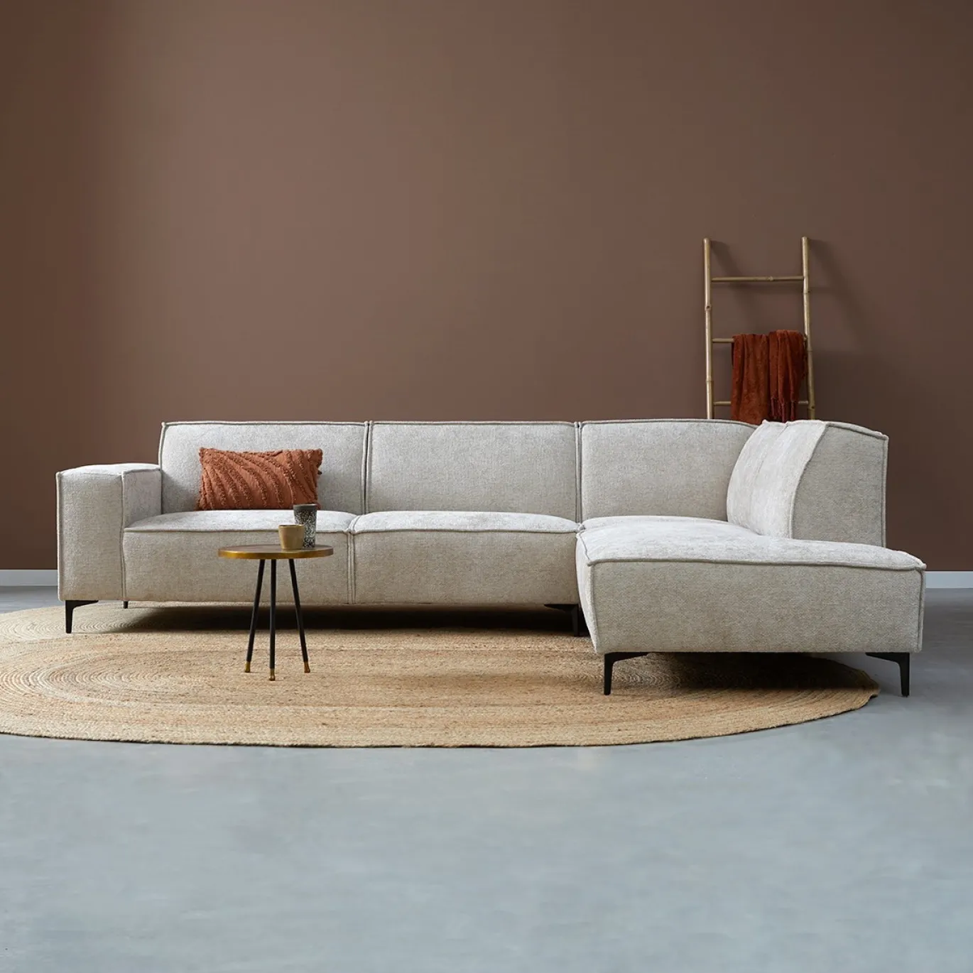 Hoekbank River met Ottoman Rechts Majestic Beige