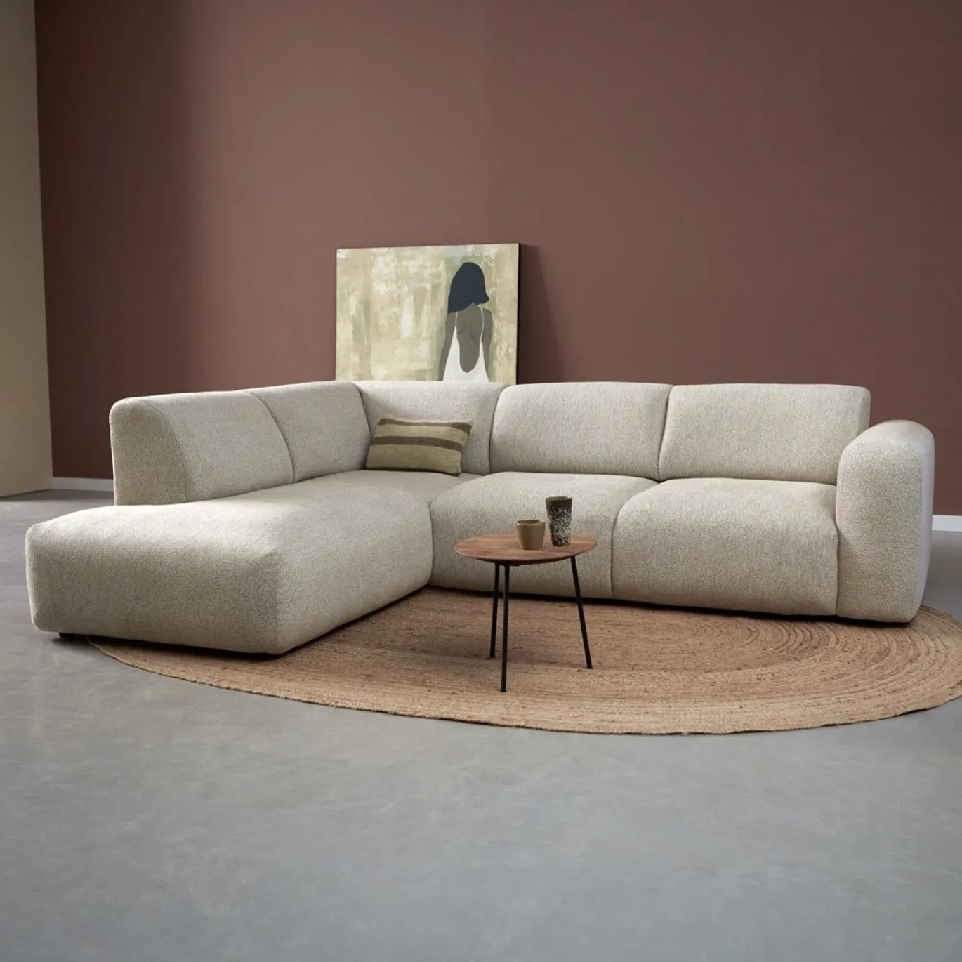 Hoekbank Soul met Ottoman Links Sole Beige
