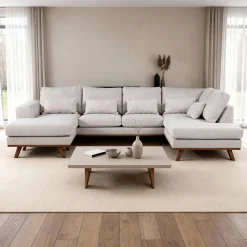 Hoekbank 3-Zits Melva Japandi Beige Rechts - Giga Meubel