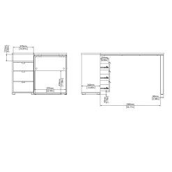 Hoekbureau Sign top met Kastje Hickory/Wit - Giga Living