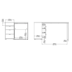 Hoekbureau Sign top met Kastje Matt Grijs/Hickory - Giga Living