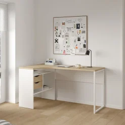 Hoek-kantoorbureau Function Plus Wit/Naturel - Giga Living