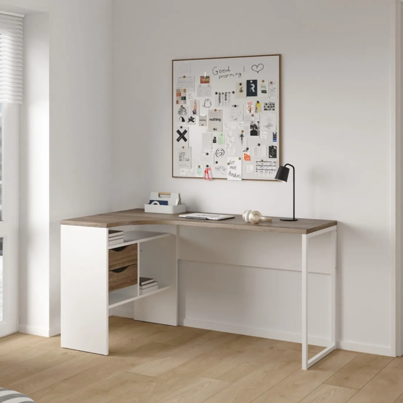 Hoek-kantoorbureau Function Plus Wit Truffel - Giga Living