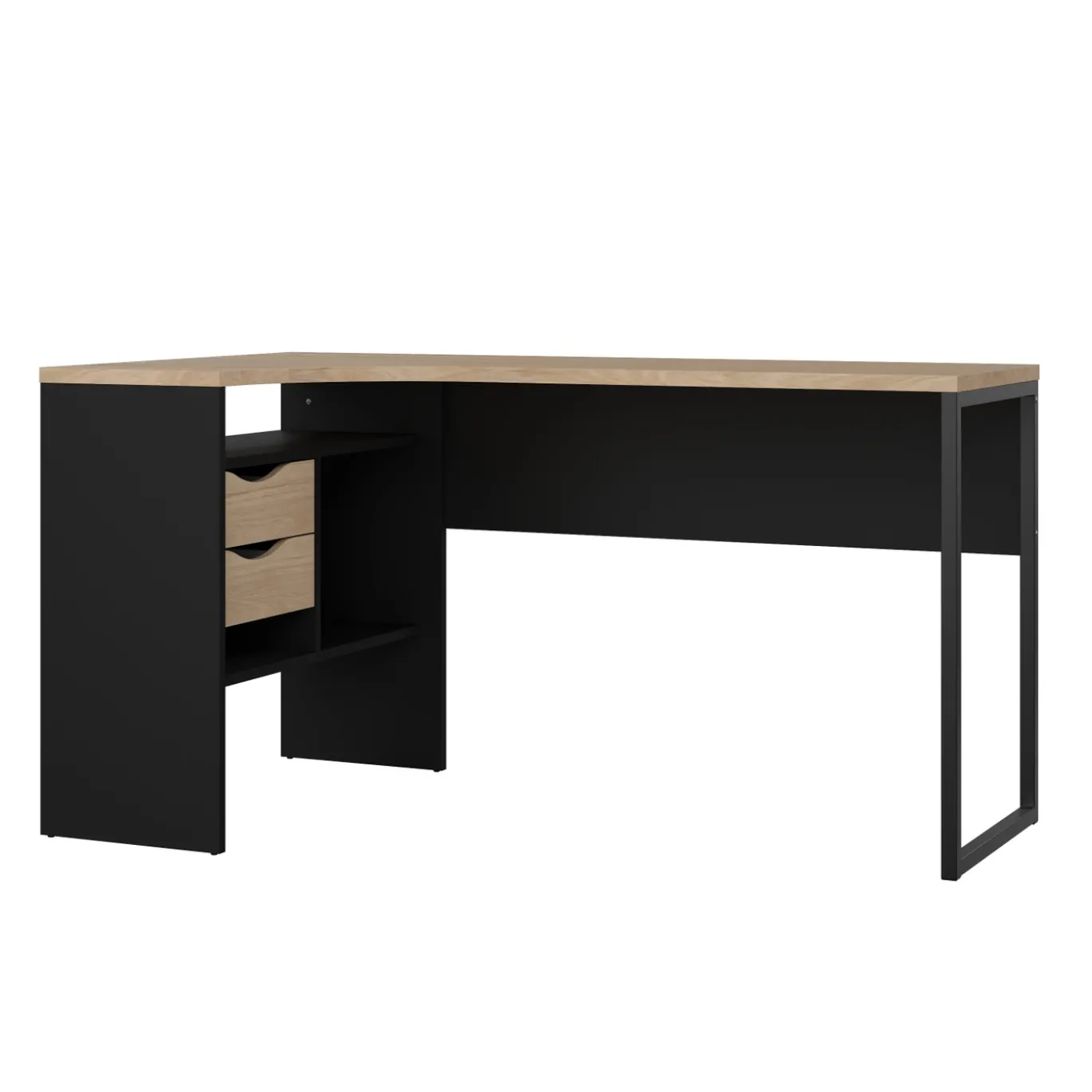 Hoek-kantoorbureau Function Plus Mat Zwart Jackson Hickory - Giga Living