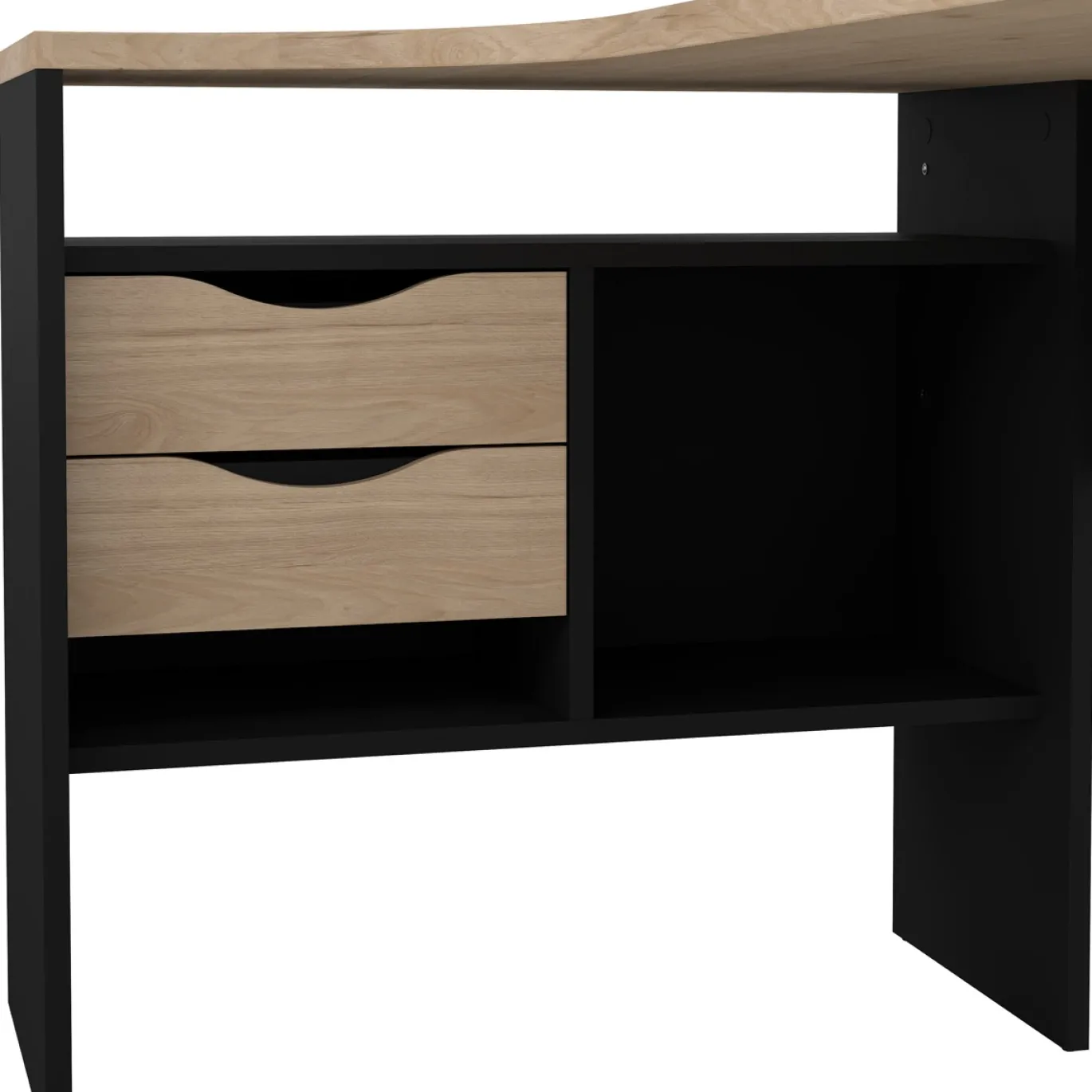 Hoek-kantoorbureau Function Plus Mat Zwart Jackson Hickory - Giga Living