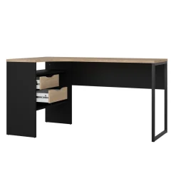 Hoek-kantoorbureau Function Plus Mat Zwart Jackson Hickory - Giga Living