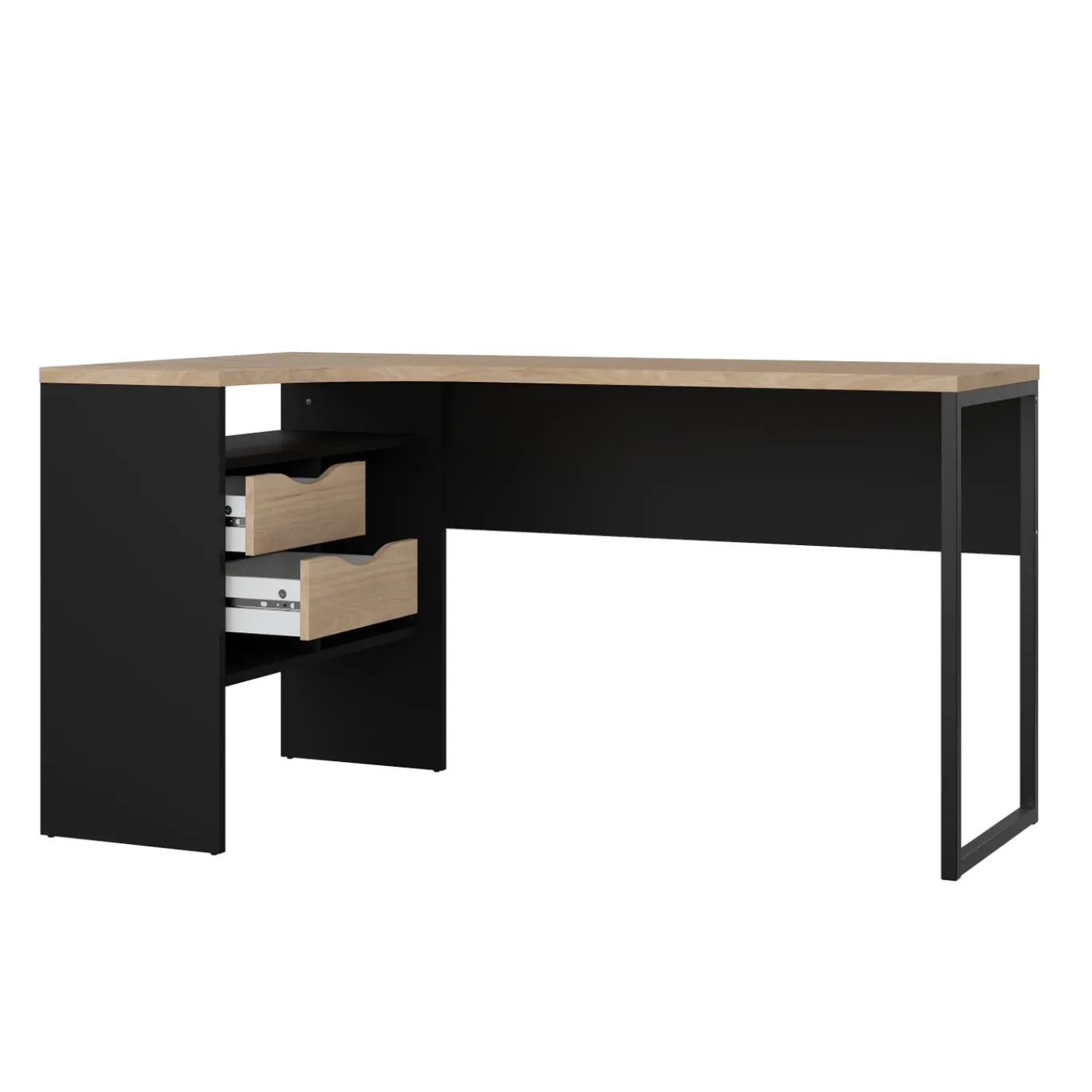 Hoek-kantoorbureau Function Plus Mat Zwart Jackson Hickory - Giga Living