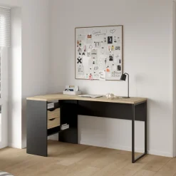Hoek-kantoorbureau Function Plus Naturel/Mat Zwart - Giga Living