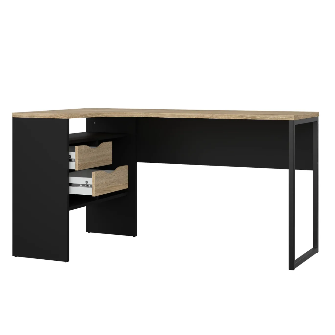 Hoek-kantoorbureau Function Plus Naturel/Mat Zwart - Giga Living