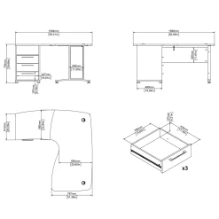 Hoek-kantoorbureau Prima Wit - Giga Living