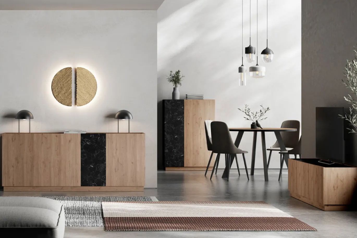 Hoge Kast Dione 2d Naturel/marmer Lotus - Giga Meubel