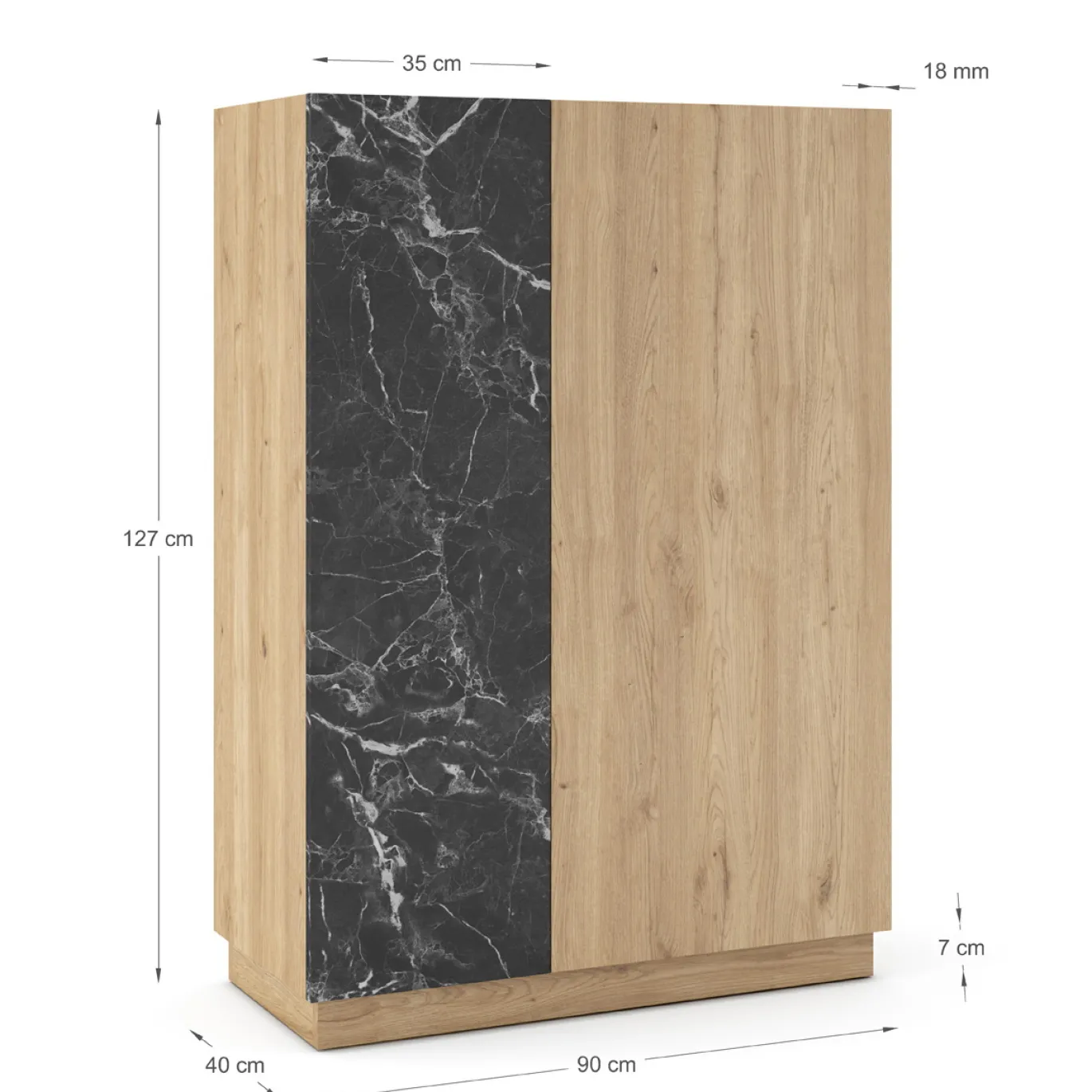 Hoge Kast Dione 2d Naturel/marmer Lotus - Giga Meubel