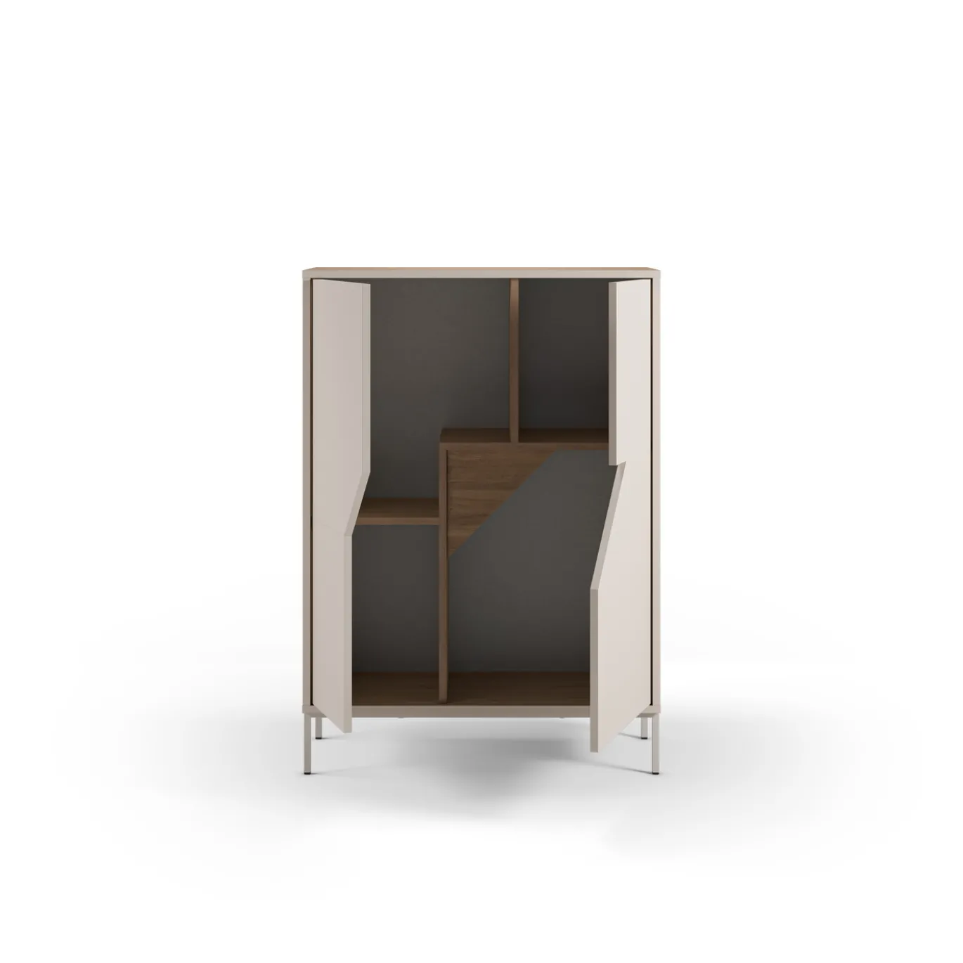 Hoge Kast Lilou 2d Naturel/crème - Giga Meubel