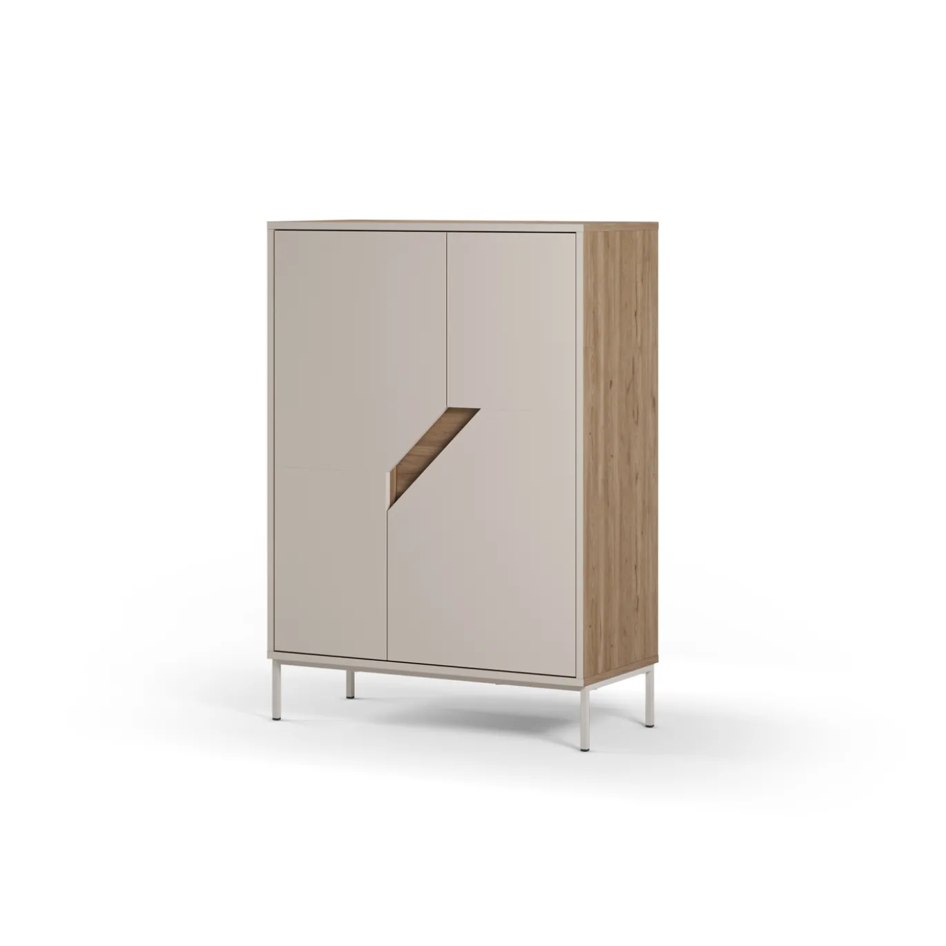 Hoge Kast Lilou 2d Naturel/crème - Giga Meubel