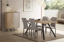Hoge Kast Millay 2d Eiken/grijs - Giga Meubel