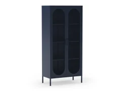 Hoge Vitrinekast Diora 2d Blauw - Giga Meubel