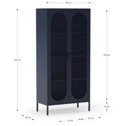Hoge Vitrinekast Diora 2d Blauw - Giga Meubel