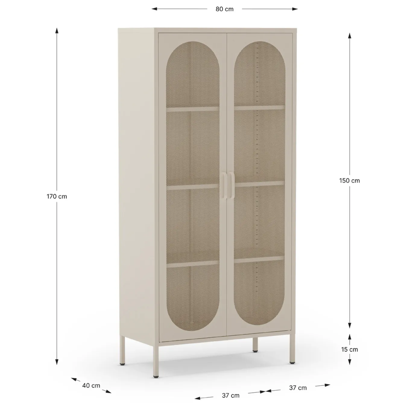 Hoge Vitrinekast Diora 2d Crème - Giga Meubel