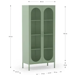 Hoge Vitrinekast Diora 2d Mintgroen - Giga Meubel