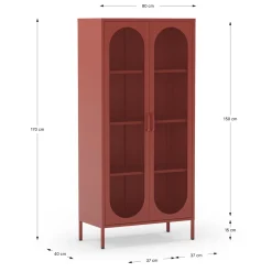 Hoge Vitrinekast Diora 2d Terracotta - Giga Meubel