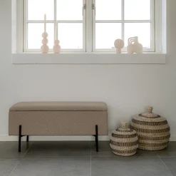 House Nordic Bankje Watford Bouclé met Opslag Beige 95x36,5x46cm