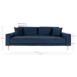 House Nordic Bank Lido 3 Zits Velvet Donkerblauw