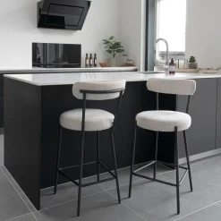 House Nordic Barstoel Badalona Bouclé Wit