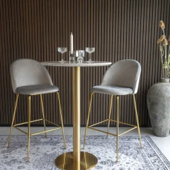 House Nordic Bartafel Bolzano Marmerlook Wit/Goud Ø70cm