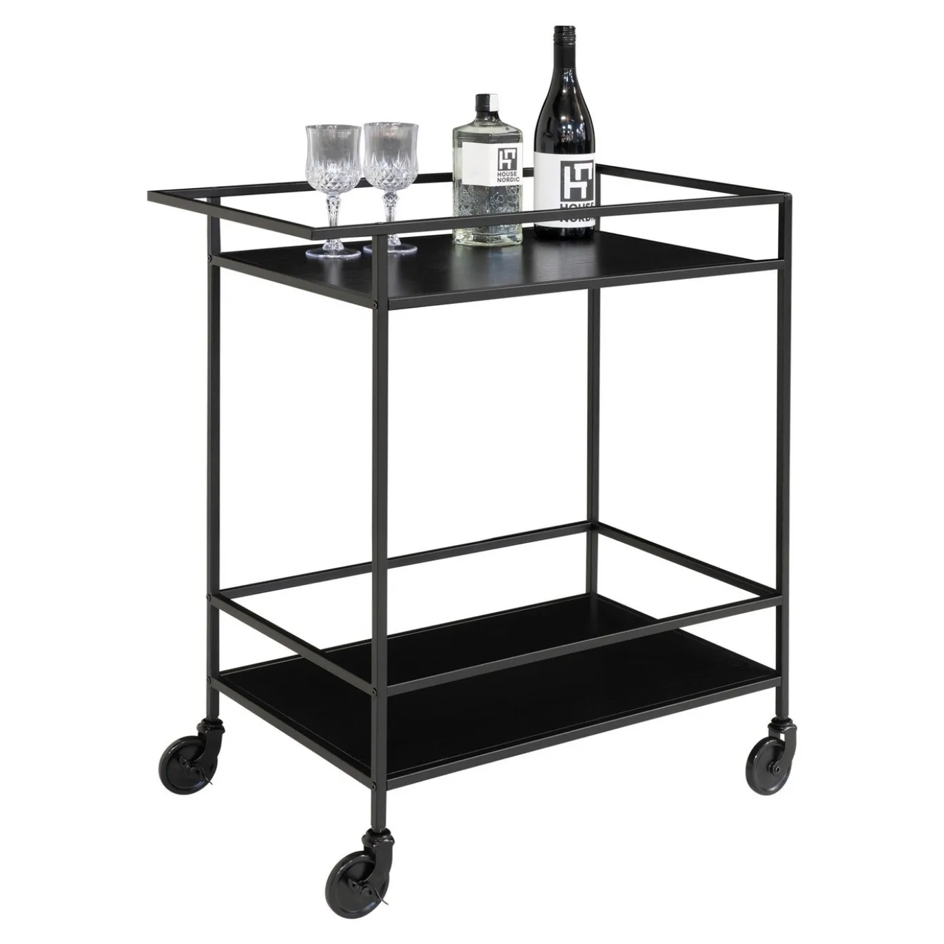 House Nordic Bar Trolley Vita Zwart