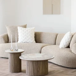 House Nordic Bijzettafel Athens Keramisch Wit/Bruin ø45cm