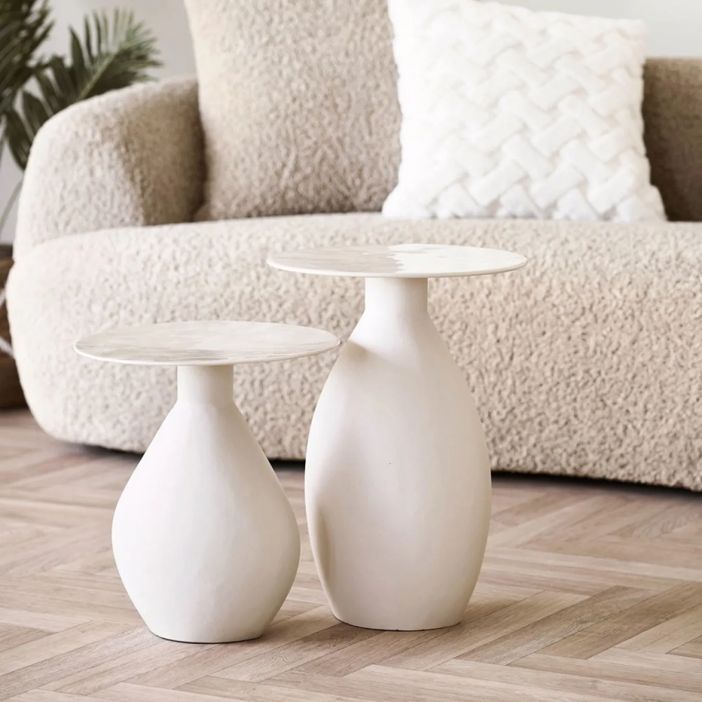 House Nordic Bijzettafel Calais Metaal Off-White ø36x40cm