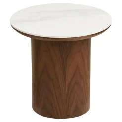 House Nordic Bijzettafel Noli Keramisch Wit/Donkerbruin ø40cm