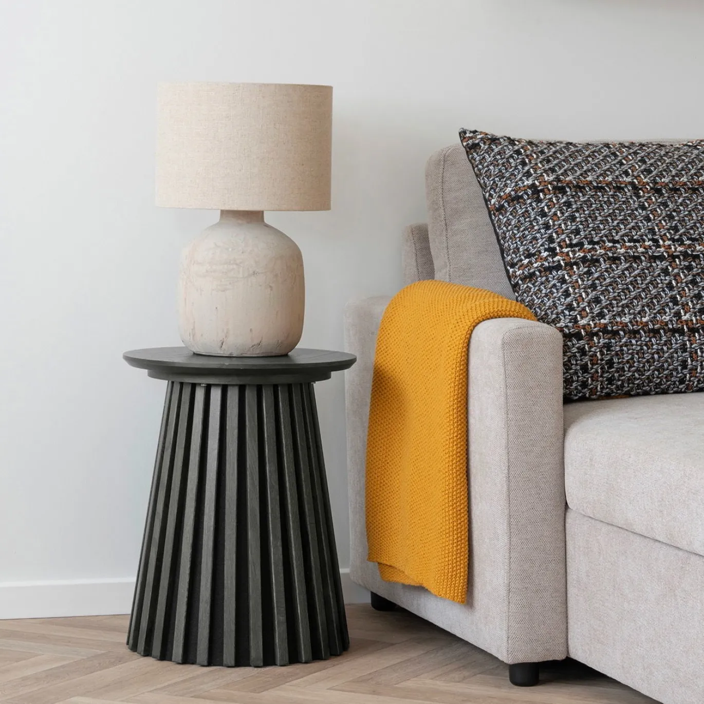 House Nordic Bijzettafel Osaka Zwart Ø40cm