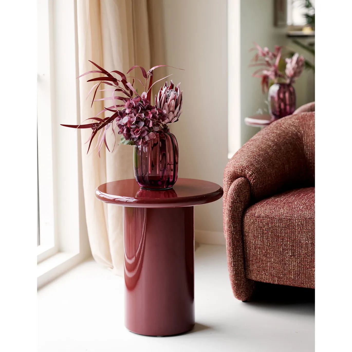 House Nordic Bijzettafel Otago Bordeaux ø45cm