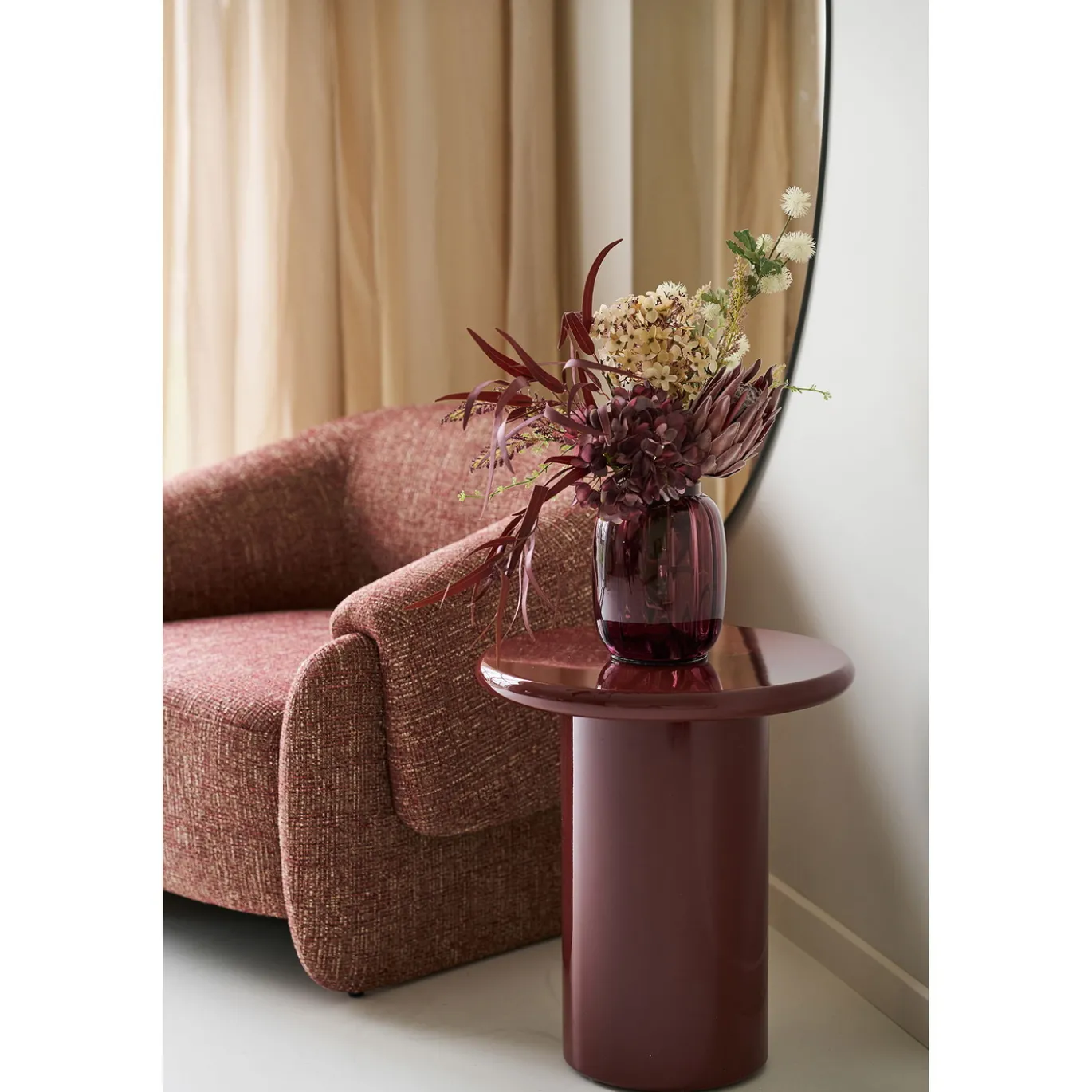 House Nordic Bijzettafel Otago Bordeaux ø45cm