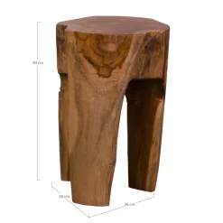 House Nordic Bijzettafel Rose Teak Met Drie Poten
