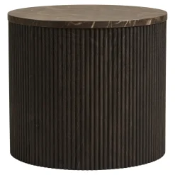 House Nordic Bijzettafel Rota Marmerlook Donkerbruin ø45cm