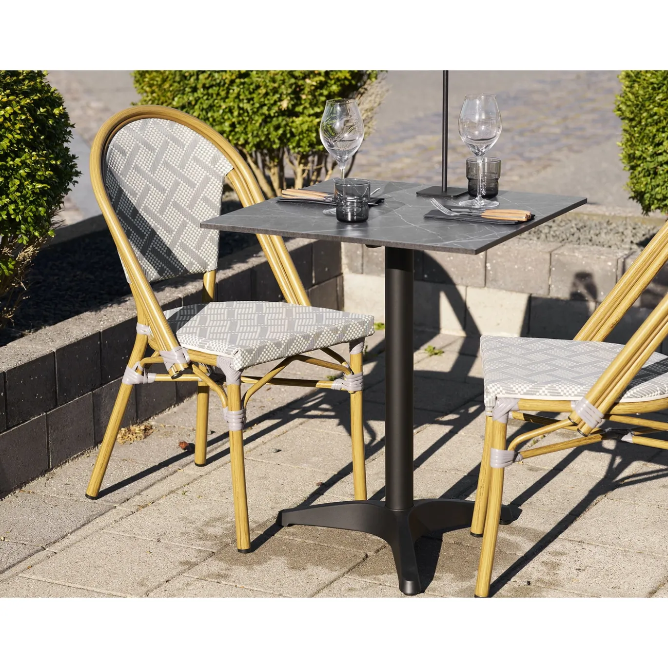 House Nordic Bistrotafel Marmerlook Aluminium 60x60cm